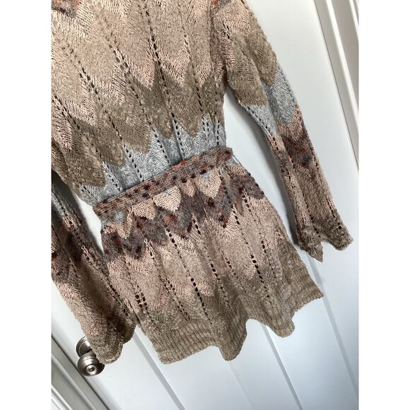 Anthropologie‎ Meadow Rue Moth Zig Zag Knit Cardigan Sweater Multicolor Small - Picture 7 of 12
